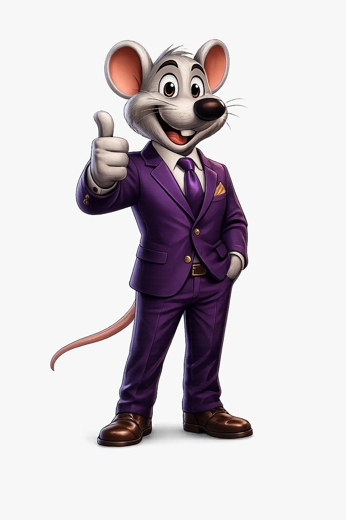 Mascote do CASHFLOW GAME, um rato de terno